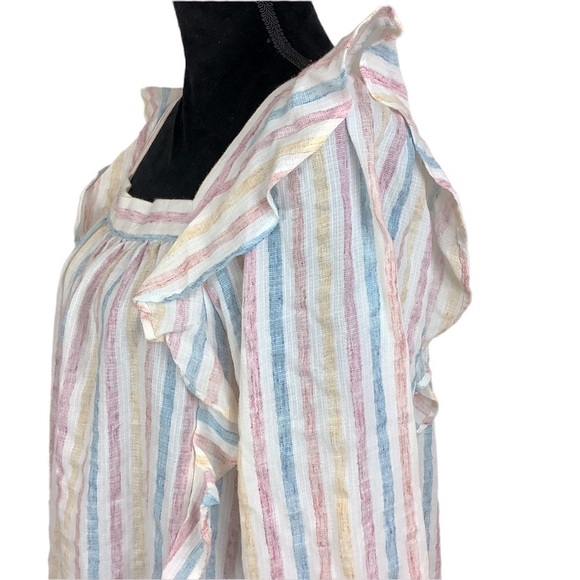 CHAPS STRIPED RUFFLES BLOUSE - Picture 4 of 9